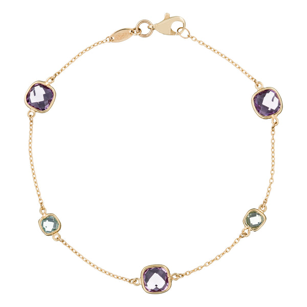 Bracelet "Pépites Multicolores, Améthyste Et Topaze Bleue"