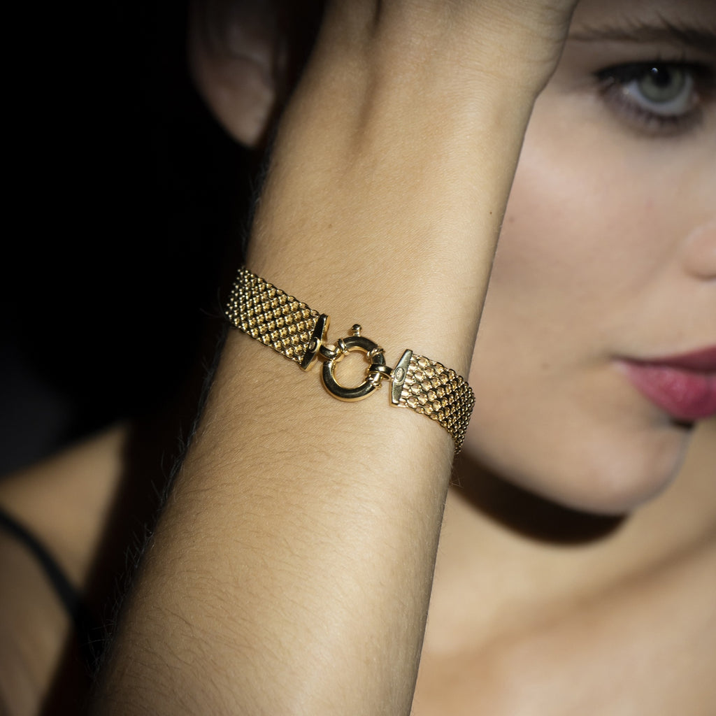 "Calera Mesh Buoy Clasp" Bracelet - 375/1000 Yellow Gold