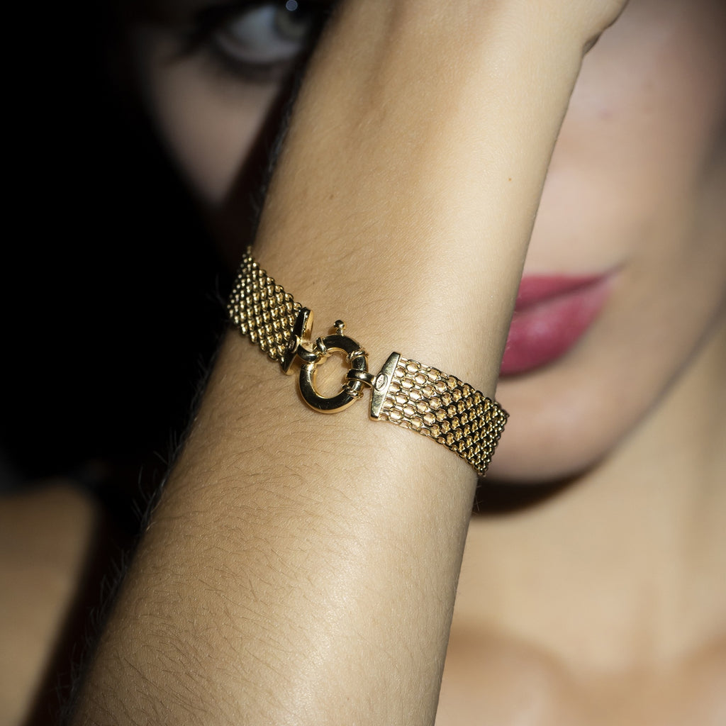 "Calera Mesh Buoy Clasp" Bracelet - 375/1000 Yellow Gold