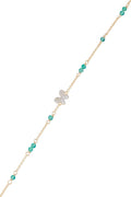 Bracelet "Mantola" D 0,082/12 Agathe Verte 0,8/11 - Or Jaune 375/1000
