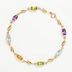 Bracelet "Mon Arc En Ciel" Top Blanche0,92/14;Top Bleue1,4/2;Améthyste0,9/2;Peri - Or Jaune 375/1000