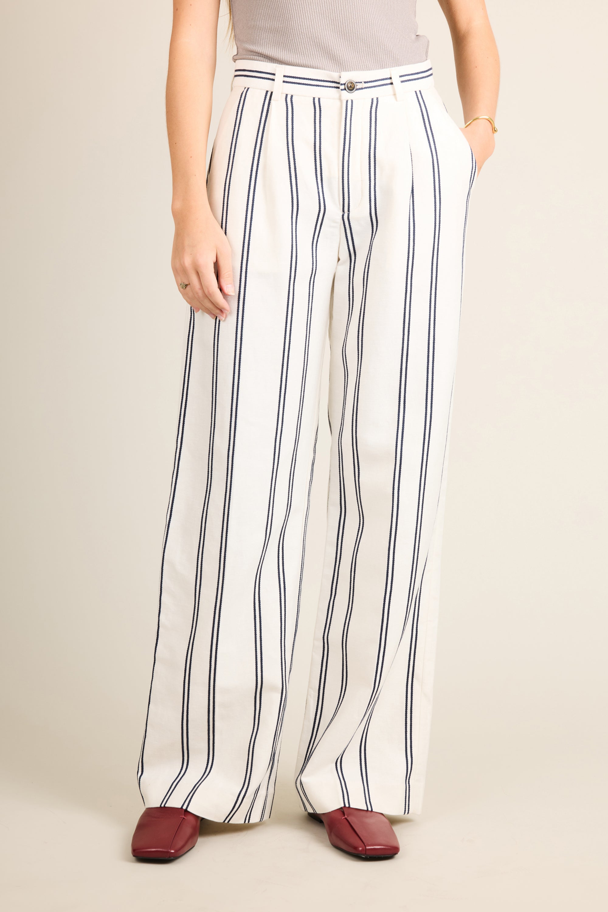 Lightweight Striped Palazzo Trousers