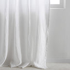 Curtain - Washed Linen With Gathering Braid - White