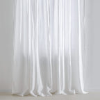 Curtain - Washed Linen With Gathering Braid - White
