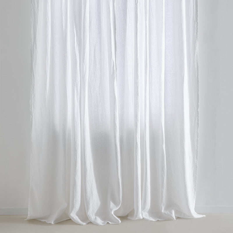 Curtain - Washed Linen With Gathering Braid - White