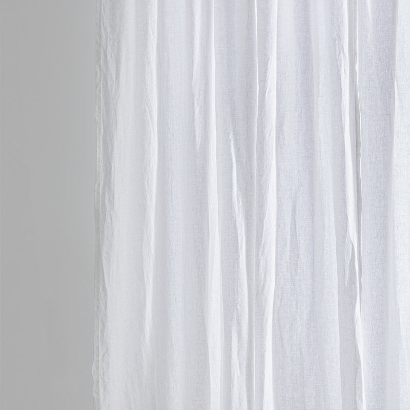 Curtain - Washed Linen With Gathering Braid - White