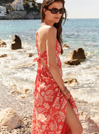 Rina Seashell Midi Dress - Tomato