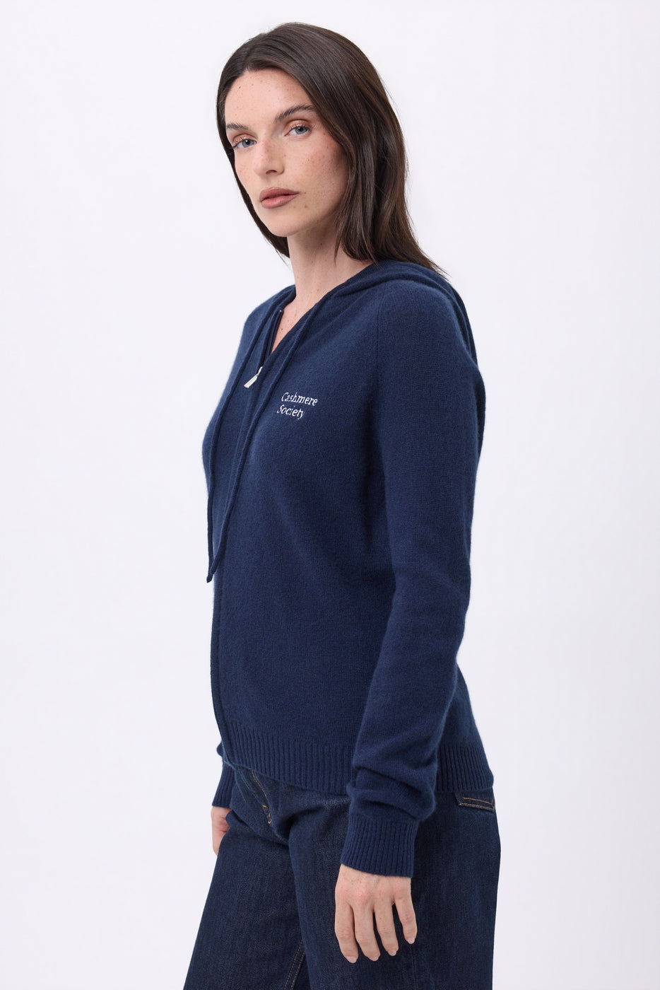 Pull Zippé Brodé Riviera - Bleu Marine - Femme