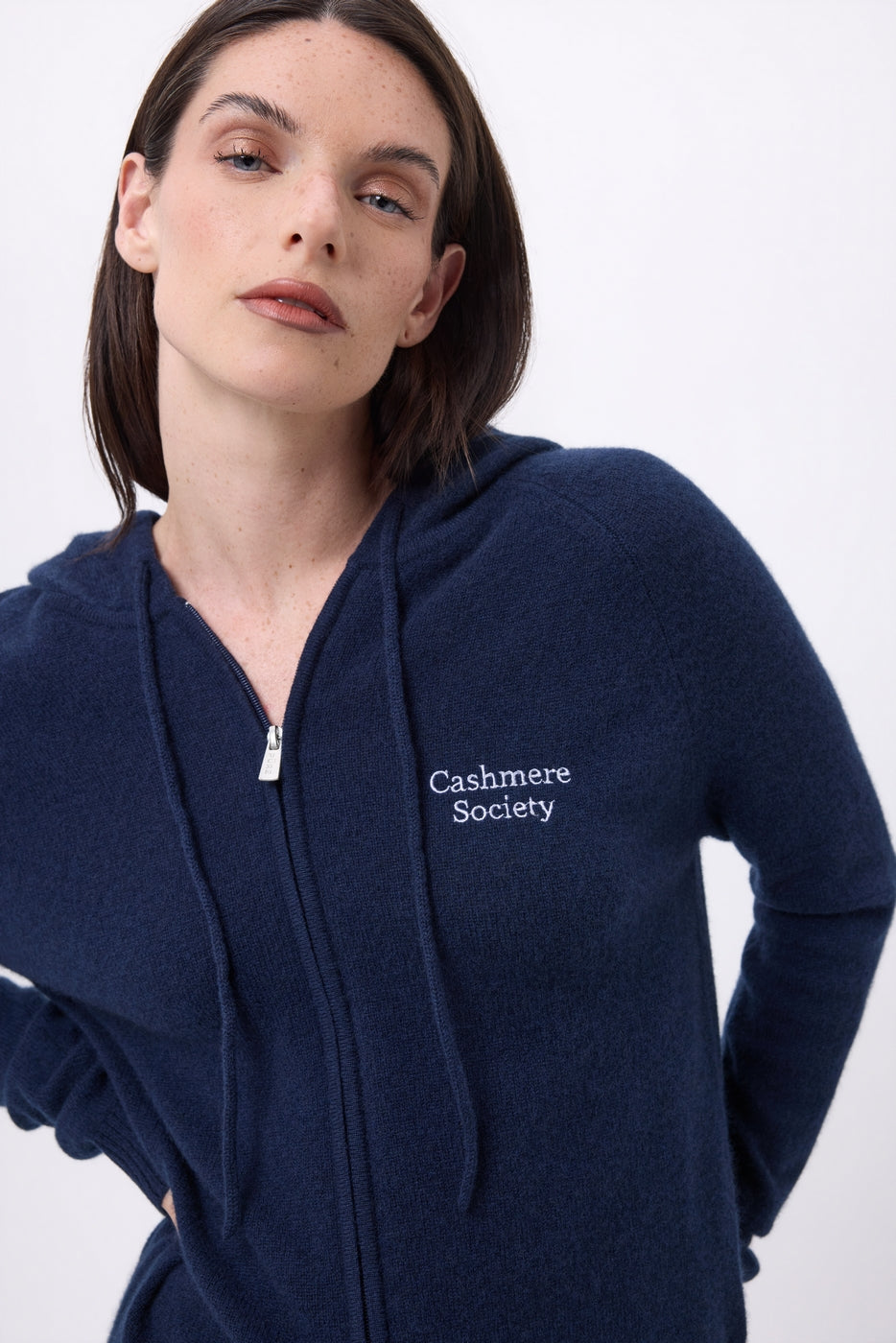 Pull Zippé Brodé Riviera - Bleu Marine - Femme