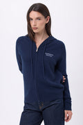 Pull Zippé Brodé Riviera - Bleu Marine - Femme