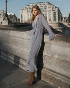 Robe Aérienne Longue À Volants Bleuet Samira