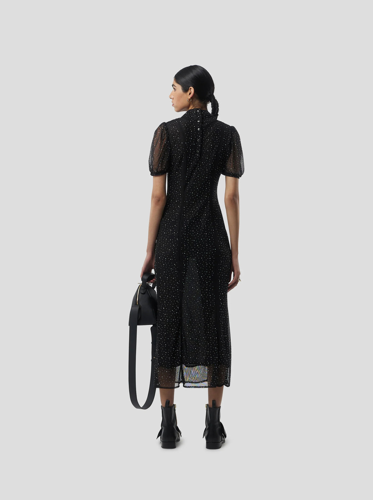 Nas Dress In Fragmented Black Soft Mesh