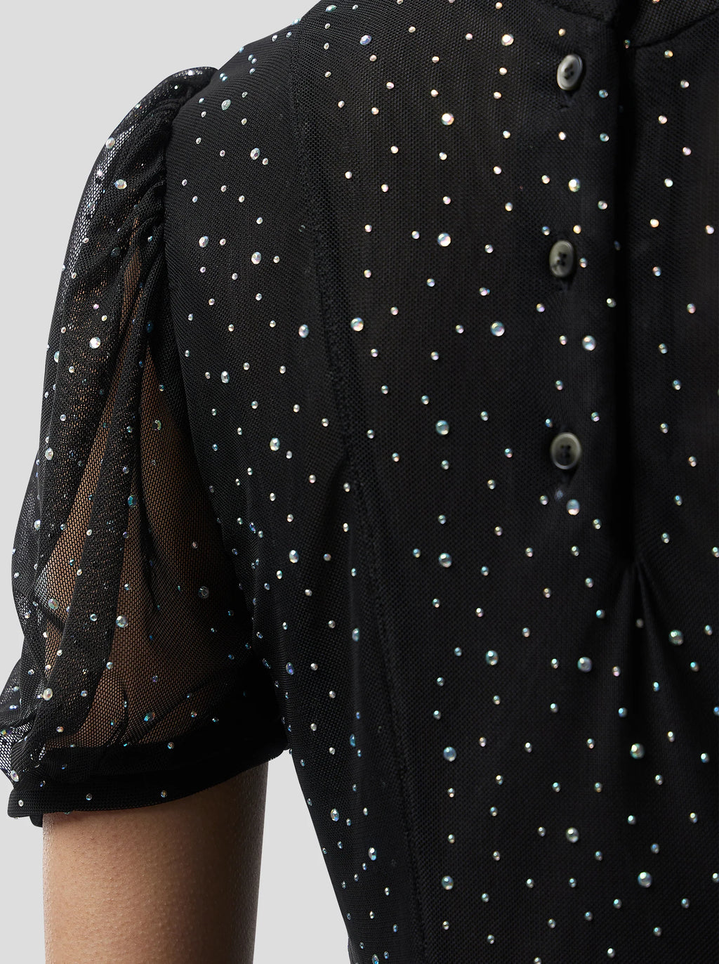 Nas Dress In Fragmented Black Soft Mesh
