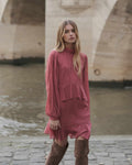 Short Fluid Dress With Ruffle Blush Sahelle