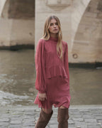 Short Fluid Dress With Ruffle Blush Sahelle