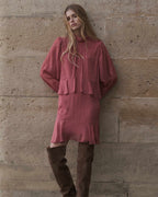 Short Fluid Dress With Ruffle Blush Sahelle
