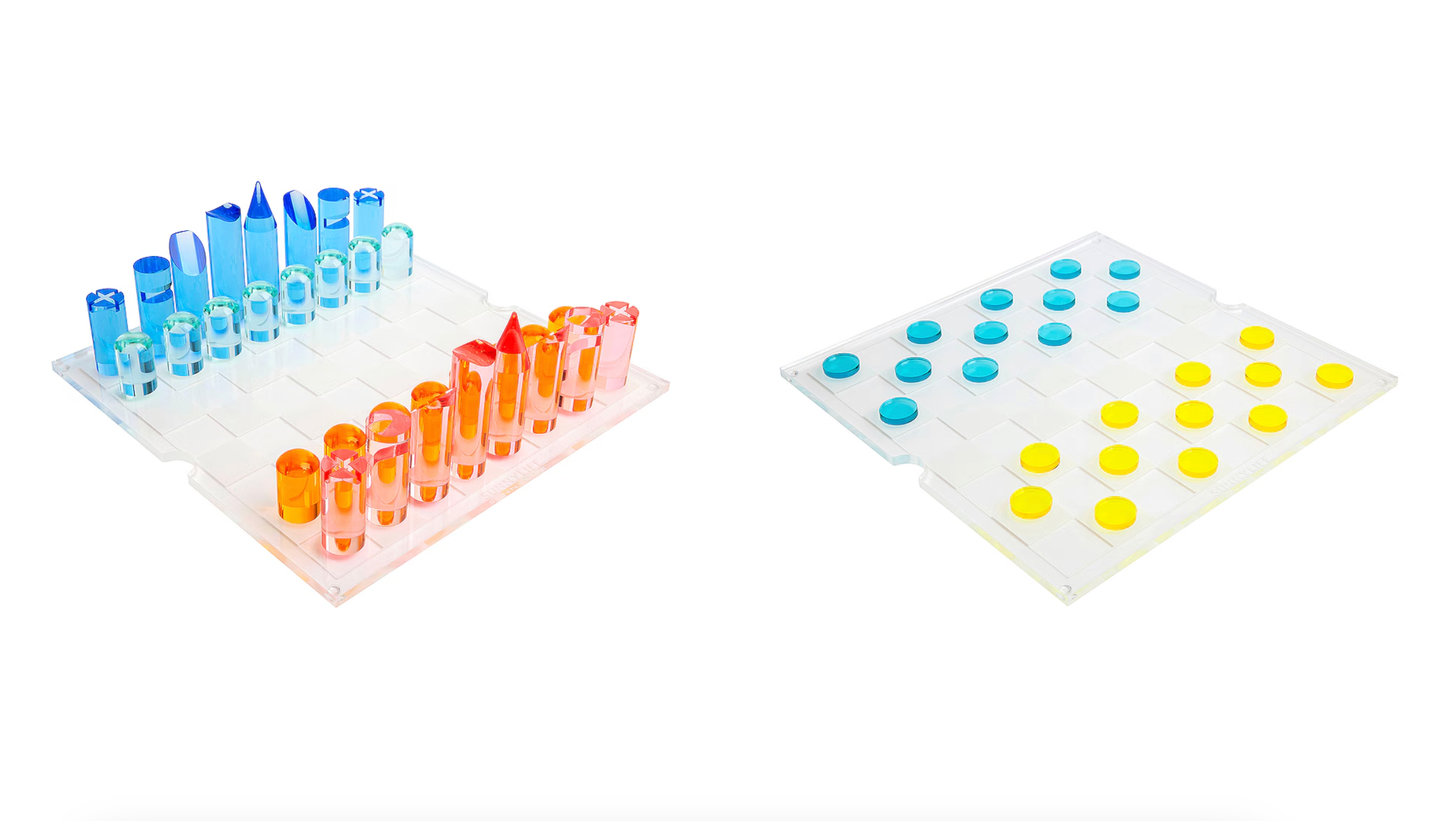 Juego de ajedrez y damas Lucite