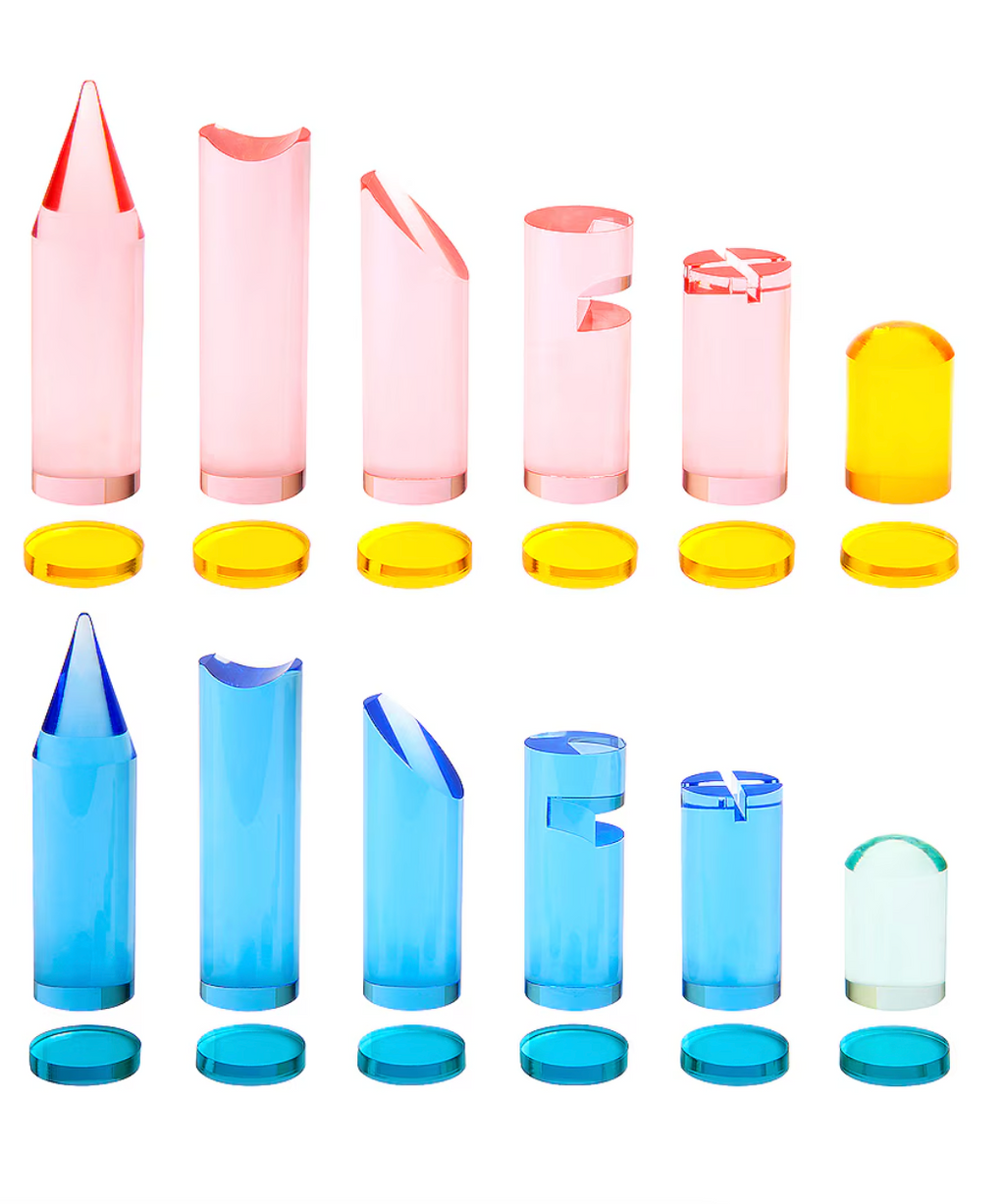 Juego de ajedrez y damas Lucite