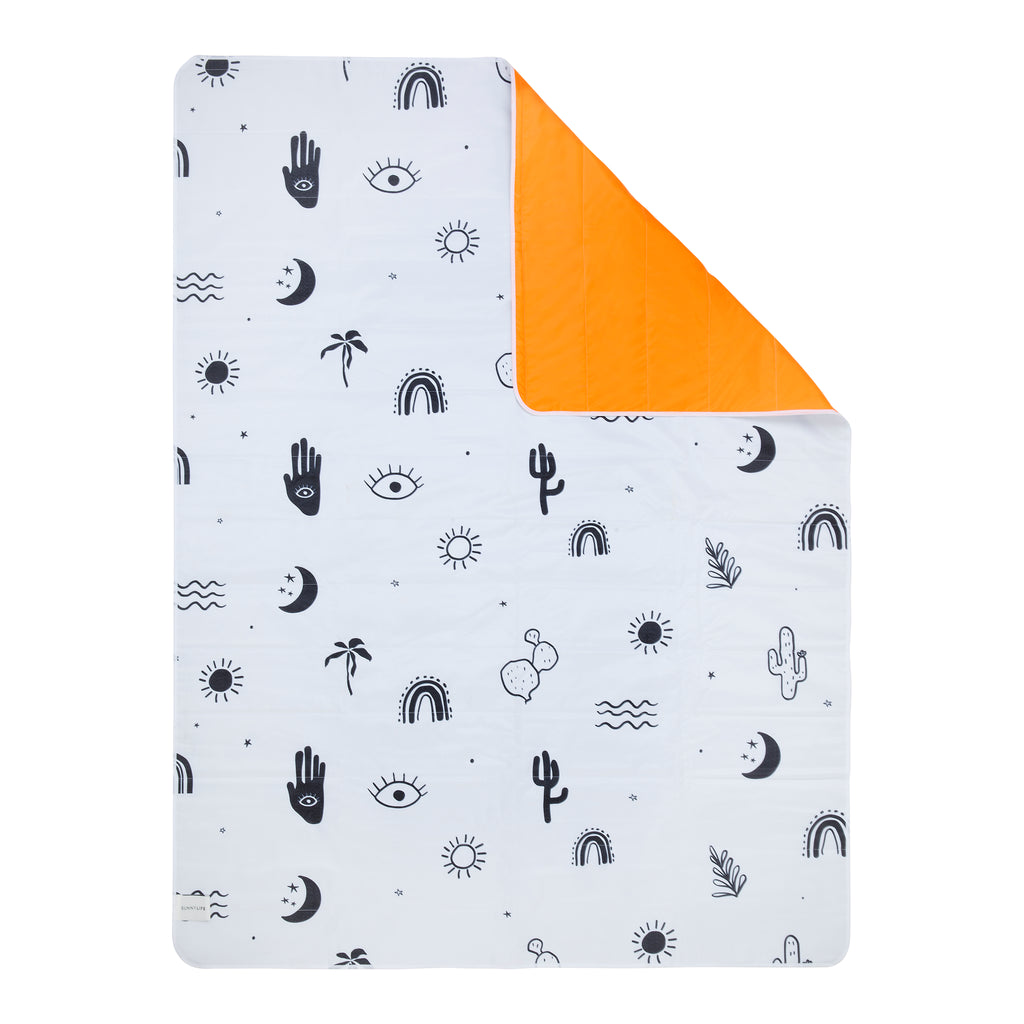 Beach Blanket - Black/White/Neon Orange