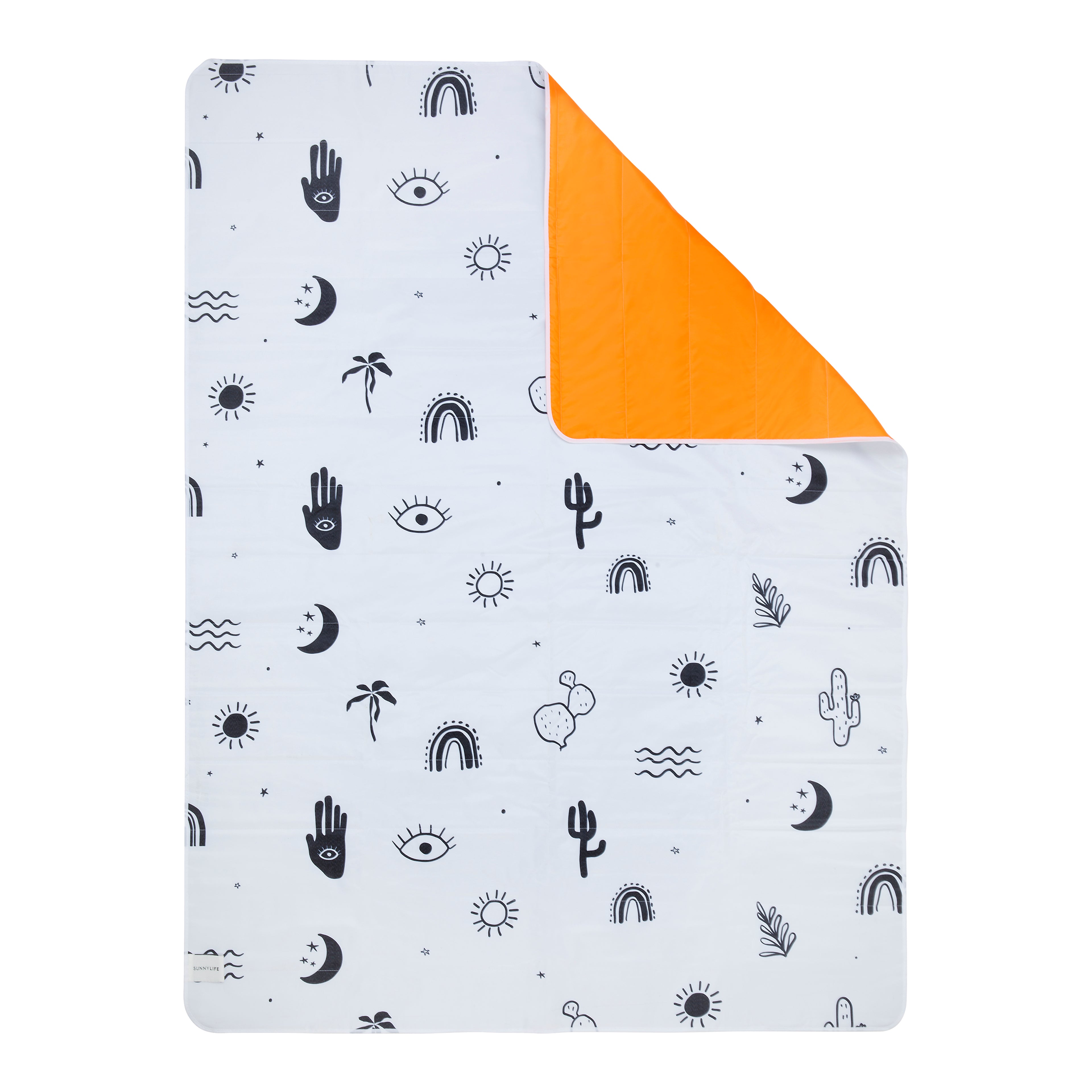 Beach Blanket - Black/White/Neon Orange