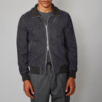 Cuirs Val Mock Neck Suede Leather - Asphalt