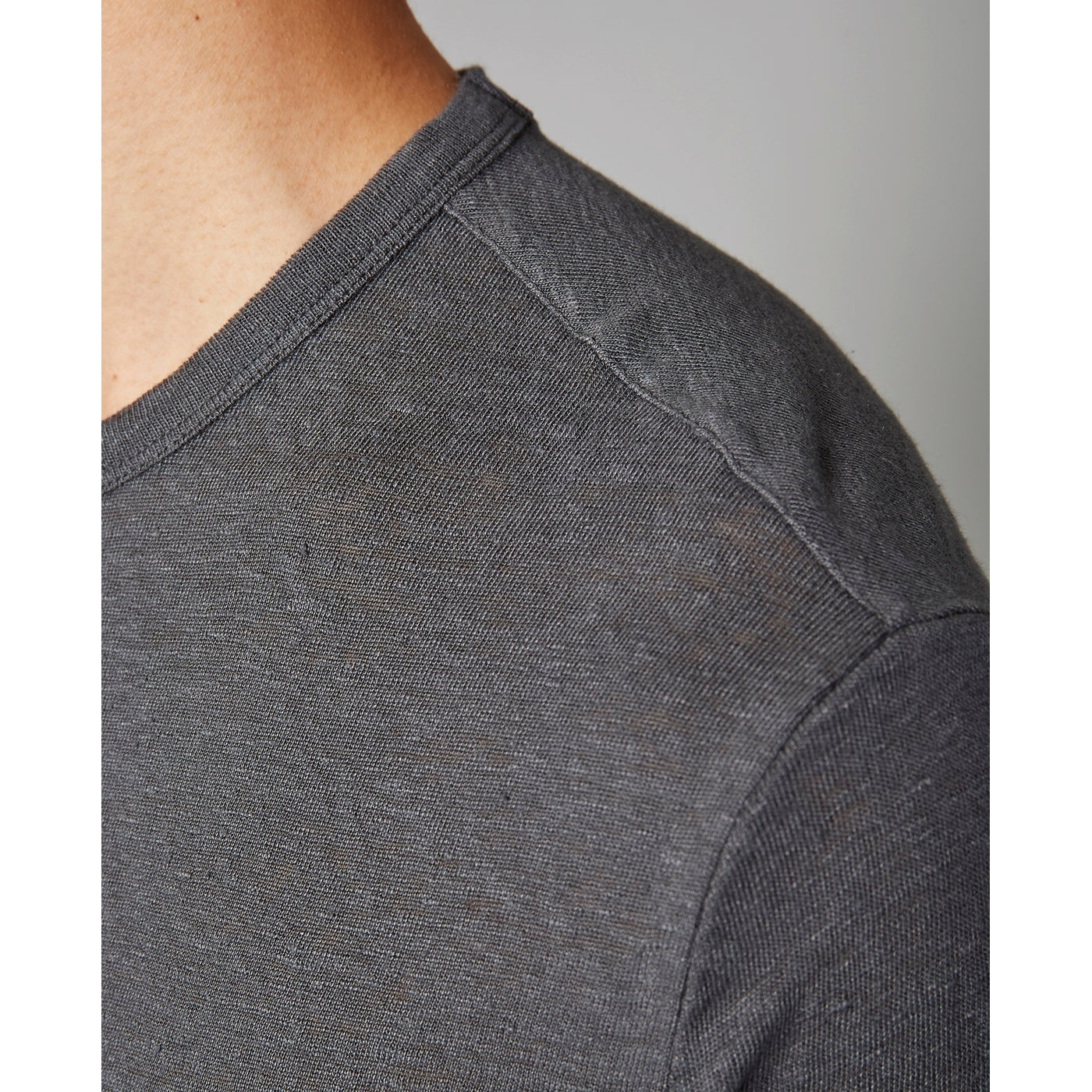 Tee Shirt Ss Tee Piece Dyed French Linen - Asphalt