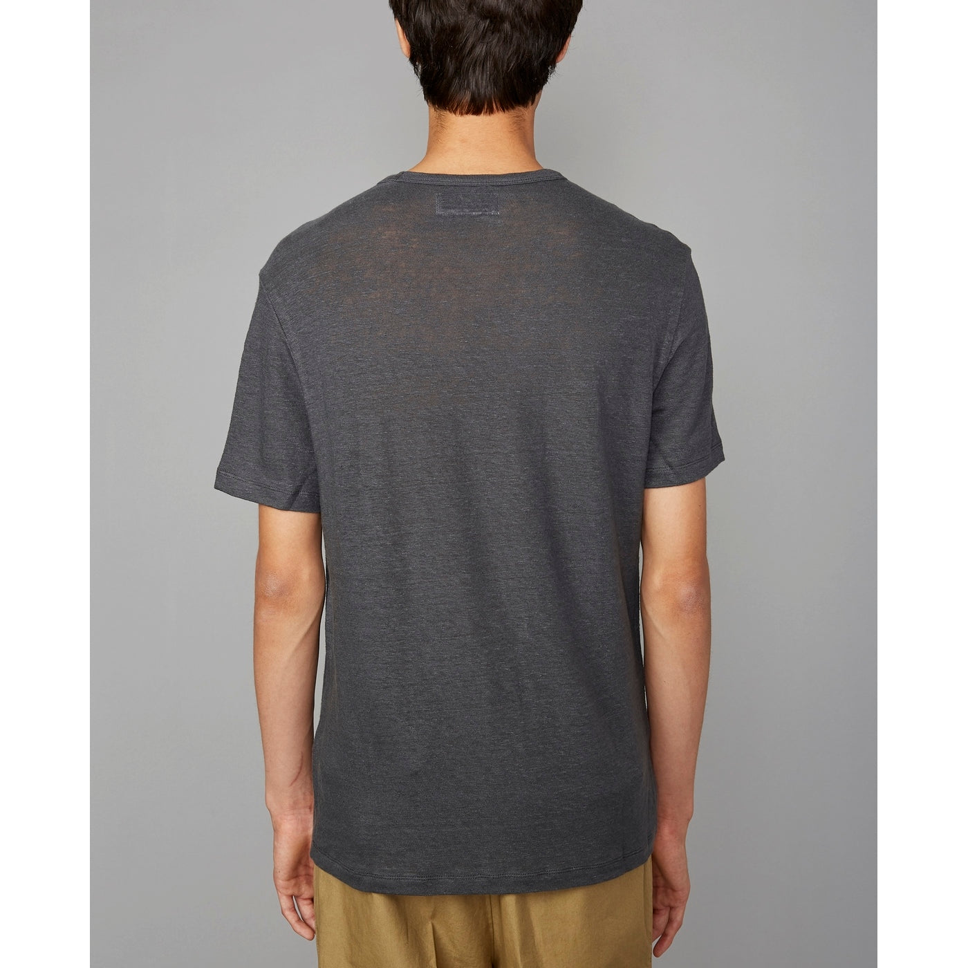 Tee Shirt Ss Tee Piece Dyed French Linen - Asphalt