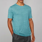 Tee Shirt Ss Tee Piece Dyed French Linen - Brittany Blue
