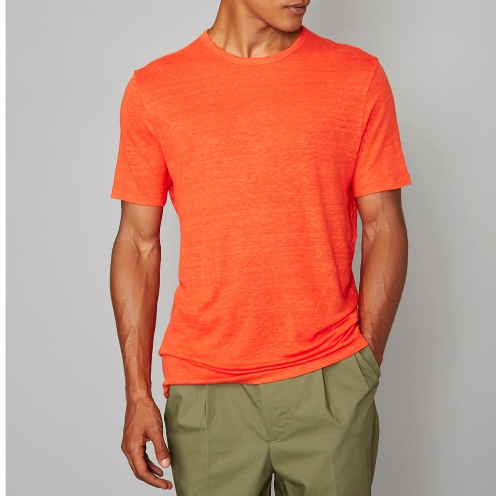 Tee Shirt Ss Tee Piece Dyed French Linen - Orange