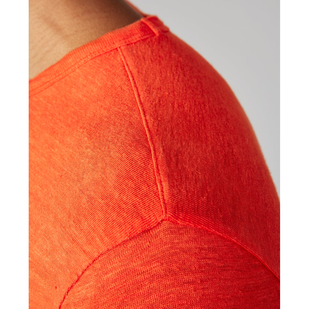 Tee Shirt Ss Tee Piece Dyed French Linen - Orange