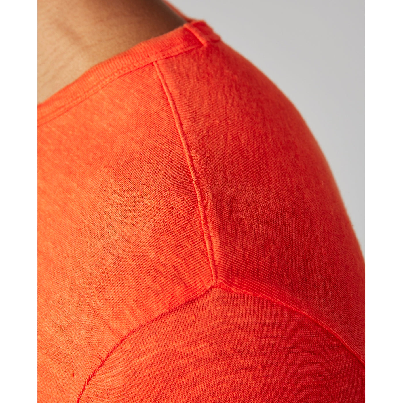 Tee Shirt Ss Tee Piece Dyed French Linen - Orange