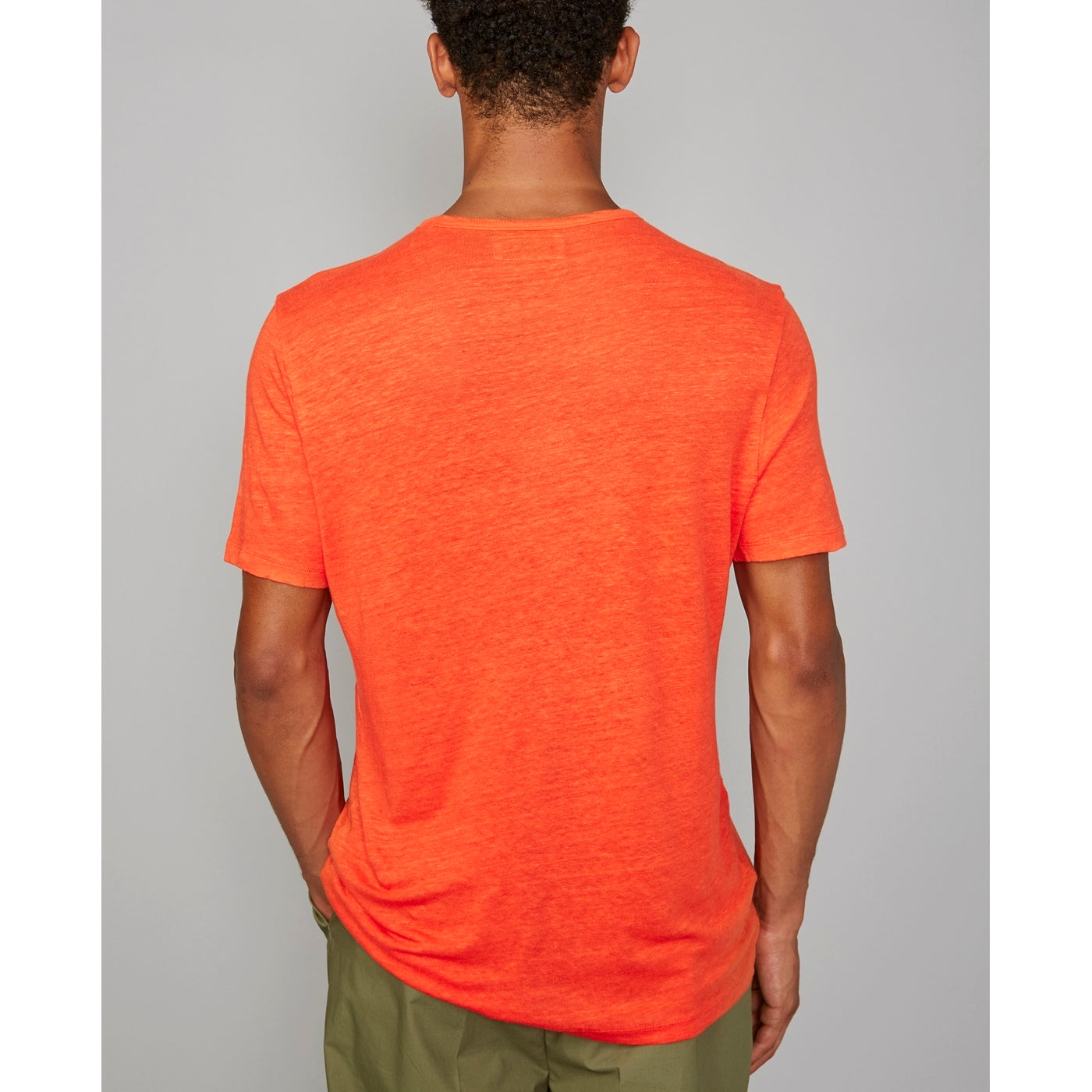 Tee Shirt Ss Tee Piece Dyed French Linen - Orange