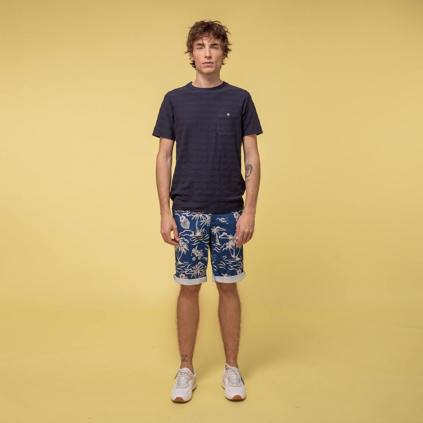 Faguo - Short Saulieu Cotton - Bleu/Ecru - Homme