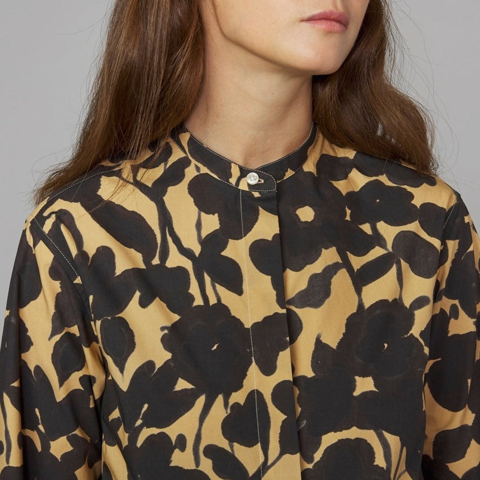 Chemise W Gaston Shi Flowers Ink Print - Black/Beige