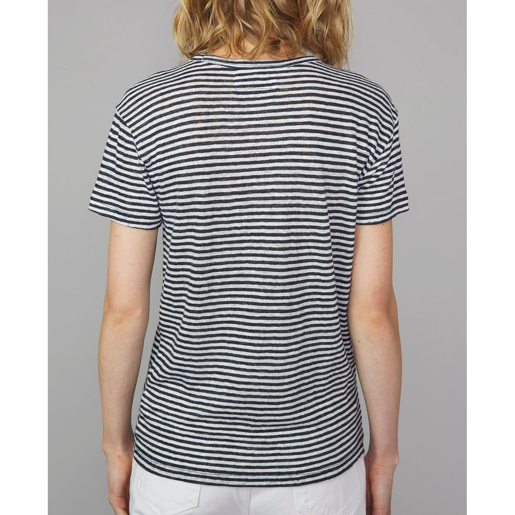 Tee Shirt Lara Tee Striped French Linen - Black/White