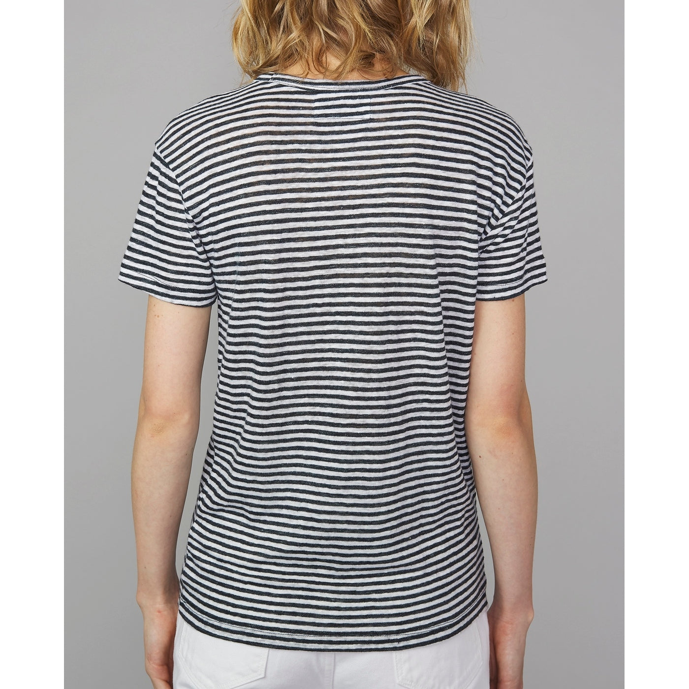 Tee Shirt Lara Tee Striped French Linen - Black/White