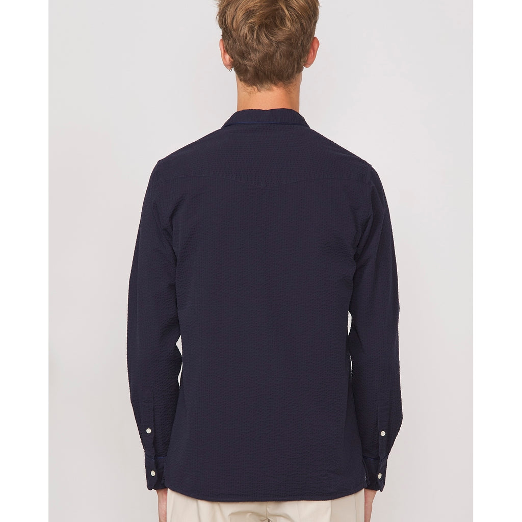 Chemise Js Piping No Pkt Co Seersucker - Navy