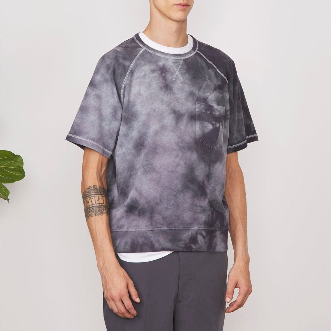 Sweat Chris Ss Heather Grey Tye Dye - Heather Grey/Asphalt