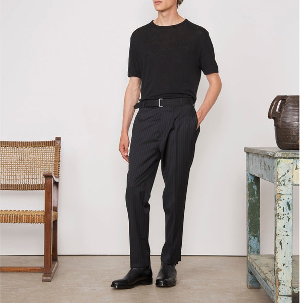 Tee Shirt Ss Tee Piece Dyed French Linen - Black