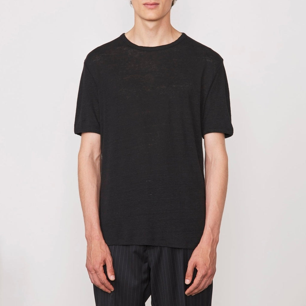 Tee Shirt Ss Tee Piece Dyed French Linen - Black