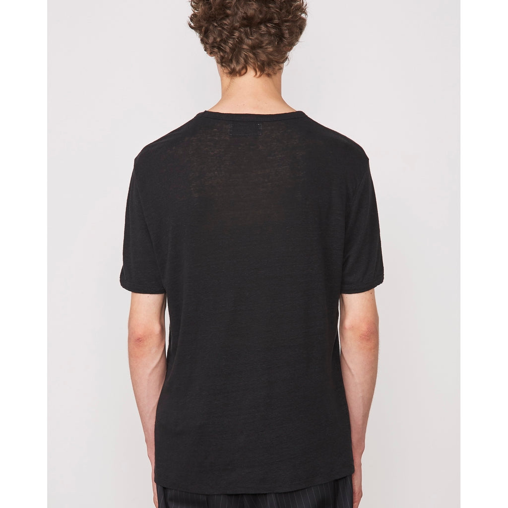 Tee Shirt Ss Tee Piece Dyed French Linen - Black