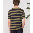 Tee Shirt Ss Tee Big Stripe French Linen - Hthr Olive/Drk Navy