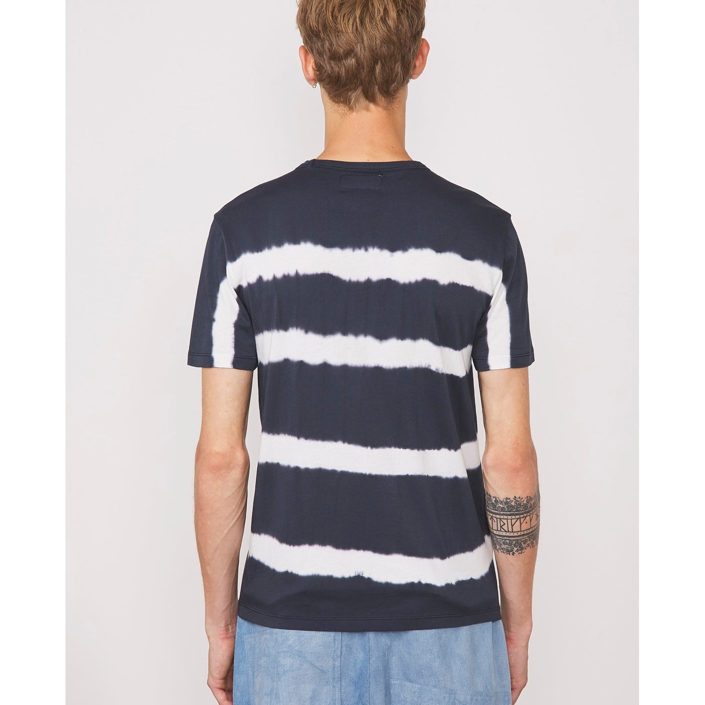 Tee Shirt Sstee Ice Touch Stripe Tie Dye - Navy/White