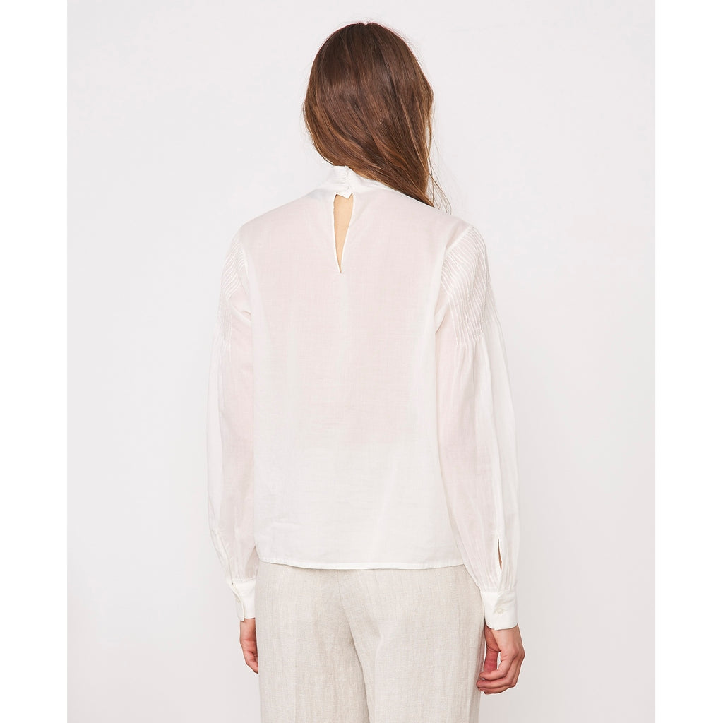 Chemise Lise Top Pleated Voile Co - White