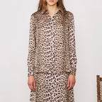 Chemise Ophelie Shi Leo Prnt Itl Satin - Beige/Brown/Black