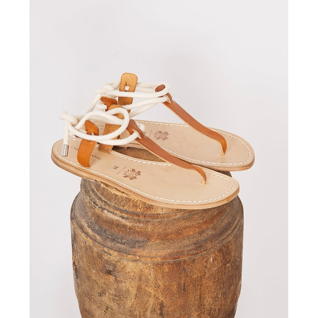 Shoes Clarie Sandals Leather & Rope - Camel