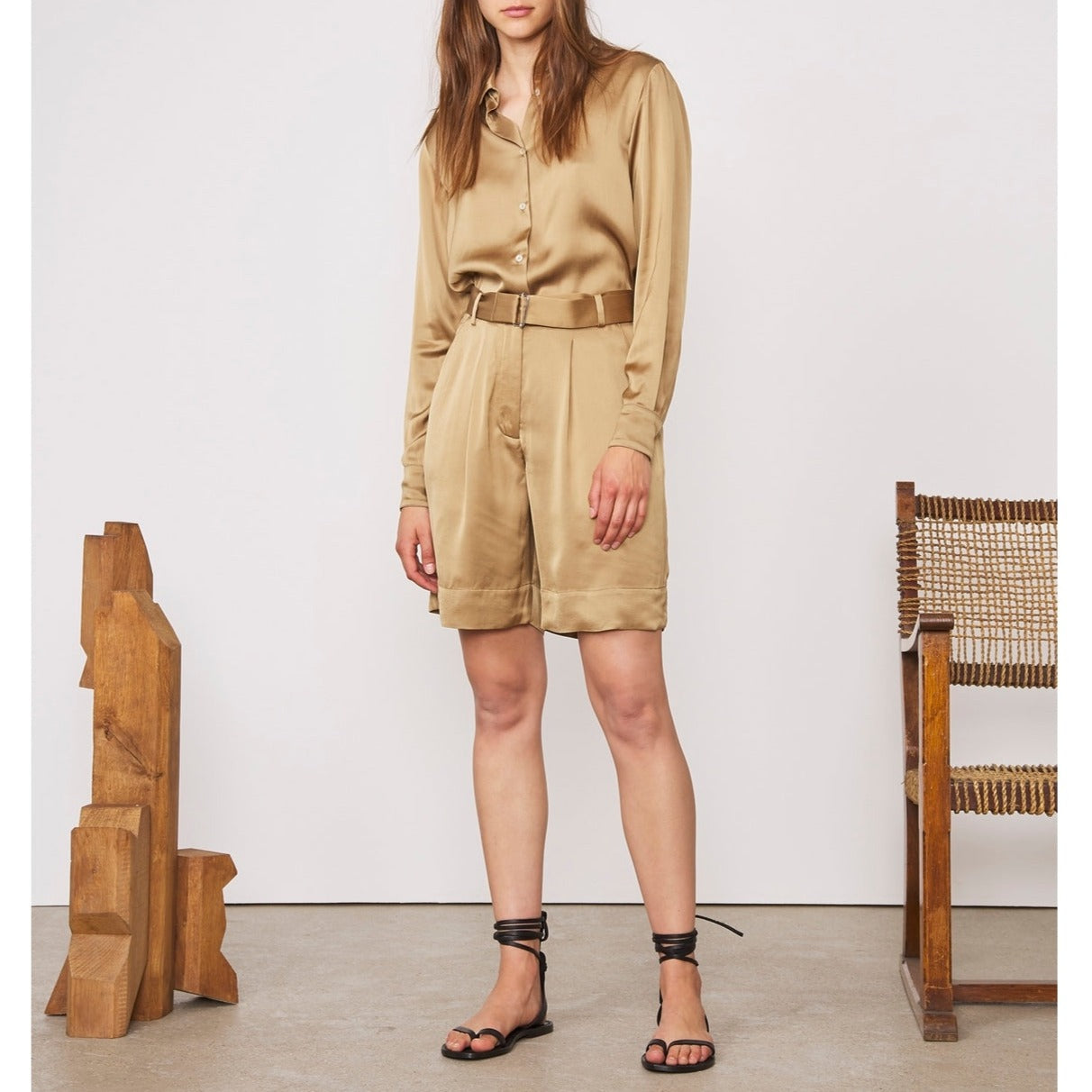 Short Dalva Sht Itl Vi Fsc Satin - Gold