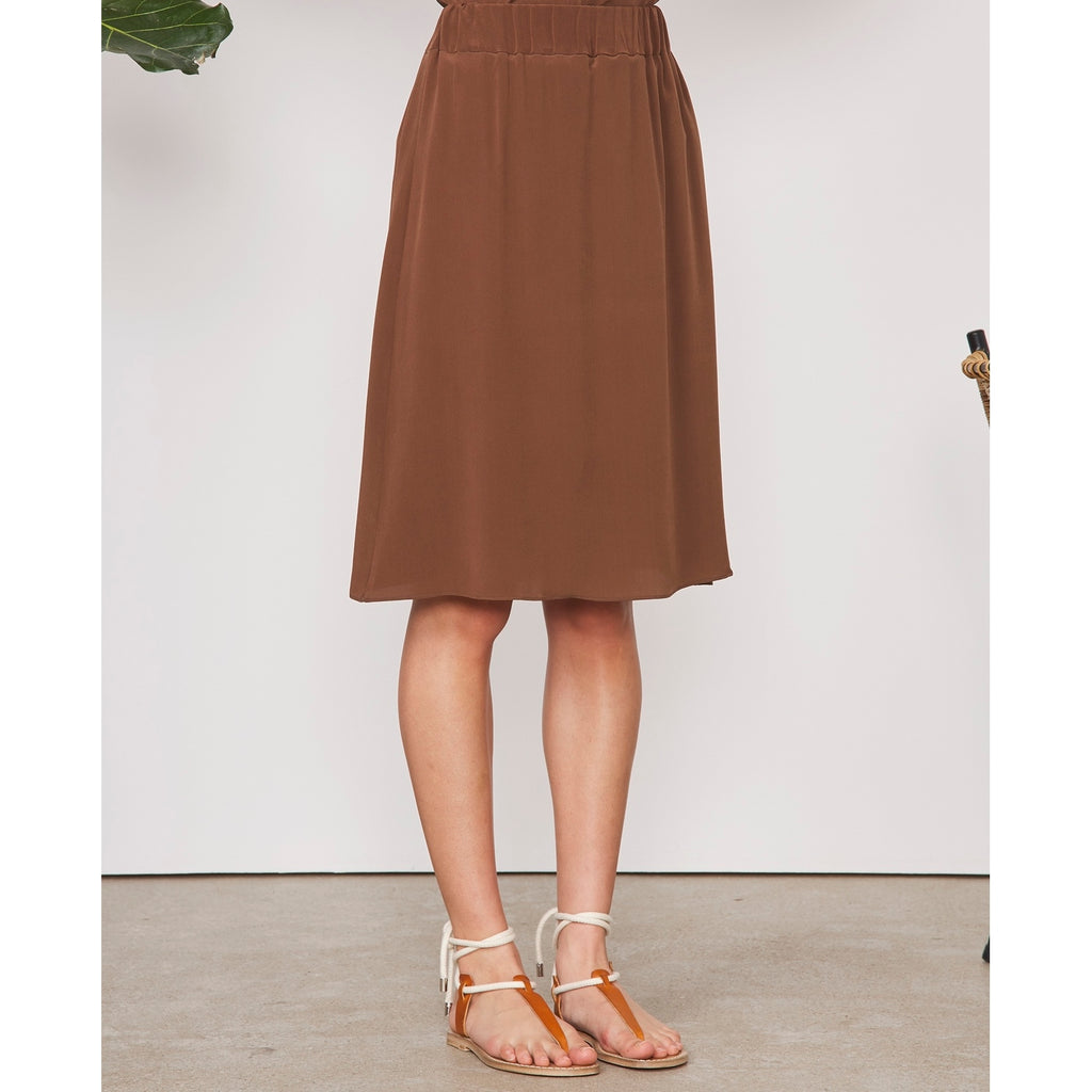 Skirt Marlene Skt Piece Dye Fr Silk - Brown