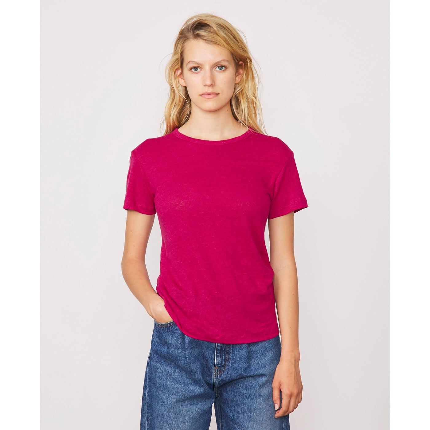 Tee Shirt Lara Tee Piece Dyed Fr Linen - Camelia