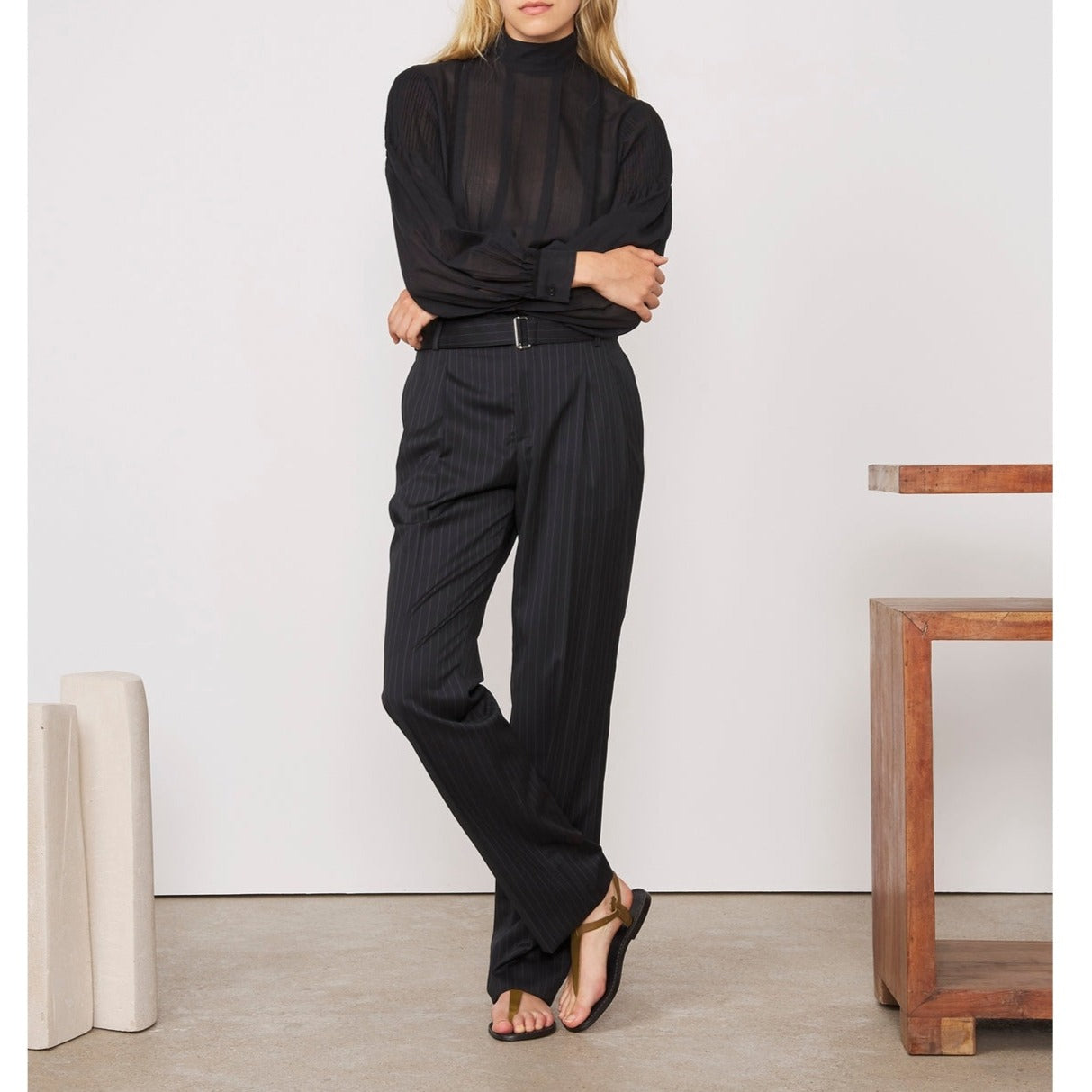 Tlg Pants Marilou Pts Pin Stripe Itl Wo - Black/White